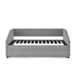 Twin Size Daybed with Trundle Upholstered Tufted Sofa Bed, Linen Fabric, Grey (82.5"x42.5"x34") W487S00173-djyc