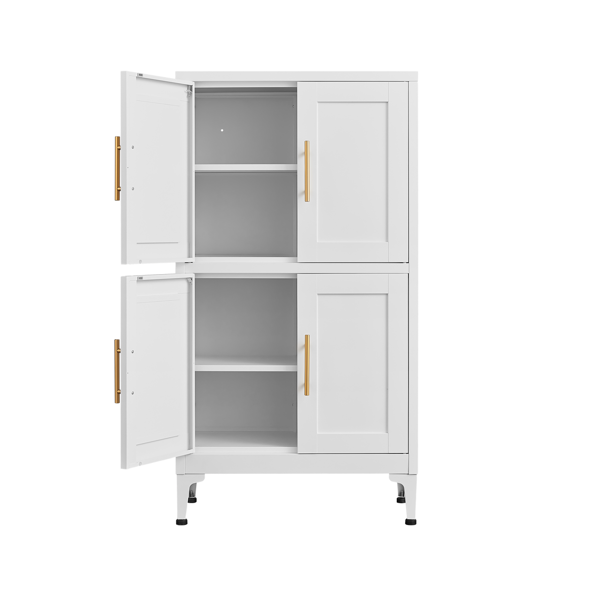 White Metal Kitchen Storage Cabinet, Kitchen Pantry Storage Cabinet with Doors and Shelves, Storage Cabinet with Adjustable Leveling Foot for Kitchen, Living Room and Dining Room W W328P194192-djyc