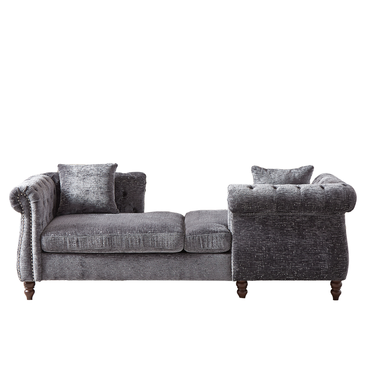 81-inch Chenille Face-to-face Chaise Lounge with Two Pillows,Nailhead trim,Button Tufted Design and Rolled Arms for Lounge, Living room and Office W834S00316-djyc