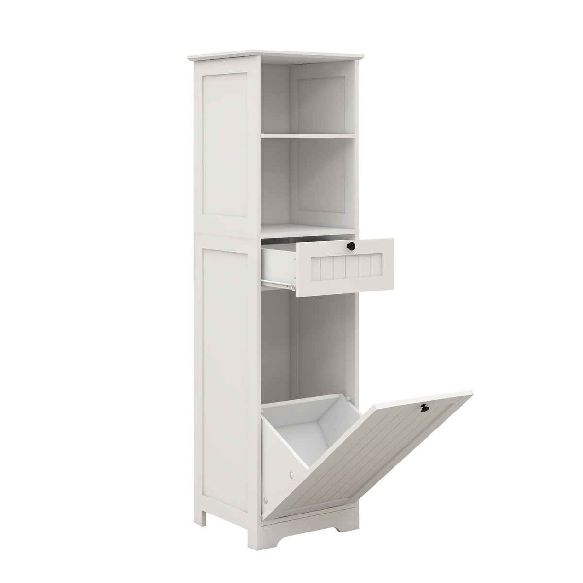 One-Compartment One-Drawer Tilt-Out Laundry Sorter Cabinet - White W1120P146259-djyc