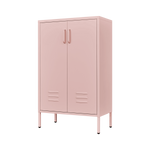 Pink Steel Double Door Cabinet with Handles, With Removable Dividers and Adjustable Height. Suitable for Living Room, Office, Bedroom, Study and Other Places. W328P195208-djyc