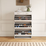 31.49 inches of white solid wood shoe cabinet, three-layer flip bucket shoe storage cabinet, simple and generous for a variety of home style white solid wood shoe cabinet W1278S00043-djyc