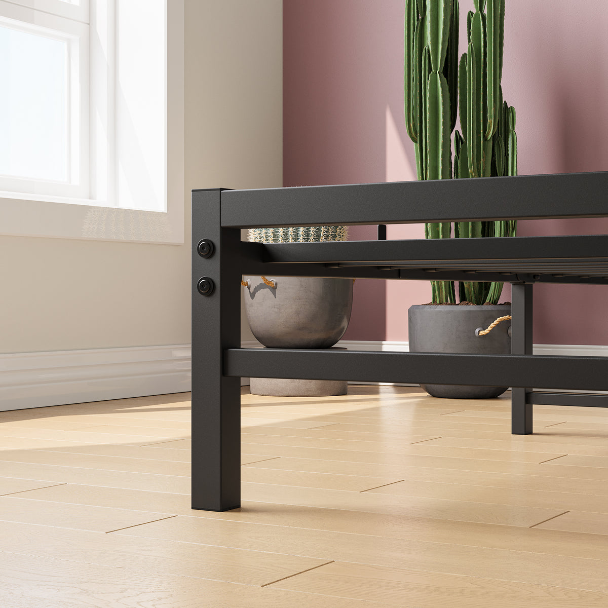 Twin Size Platform Bed Frame with Rustic Vintage Wood Headboard, No Box Spring Needed Black W840P164954-djyc