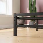 Twin Size Platform Bed Frame with Rustic Vintage Wood Headboard, No Box Spring Needed Black W840P164954-djyc