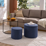 Ottoman, multi-functional combination set table Ottoman, combination of Ottoman and table, with drum stool, with storage space-Dark Blue W487P243608-djyc