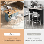 K&K Kitchen Island with Foldable Counter Top, Kitchen Storage Cart with Slide-Out Shelf, Towel Rack and Drawer, Rolling Kitchen Cart on Wheels, for Kitchen, Living Room, Dining Room, Grey Blue N707P173036G-djyc