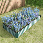 Raised Garden Bed Kit - Metal Raised Bed Garden 7.6x3.7x0.98ft for Flower Planters, Vegetables Herb Green W84090997-djyc