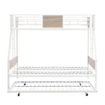 Twin Over FULL Metal Bunk Bed with Trundle 2 - Side Ladder and Full-Length Guardrail, No Box Spring Needed, Large Under Bed Storage, Easy Assemble W311133416-djyc