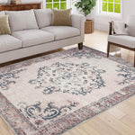 Vintage Bohemian Living Room Area Rug 5x7, Non-Slip Machine Washable Rug, Traditional Persian Area Rug, Non-Shedding Floor Carpet for Bedroom Dining Room Kitchen Entrance-W2907P265038
