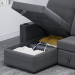 Sectional Sofa with Storage, 96" U Shaped Sectional Couches for Living Room, Comfy Convertible Sectional Sofa- Dark Grey W1669S00008-djyc