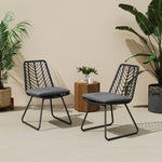 Transitional Style Outdoor Rattan Dining Chair Set (2 Pieces) with Water-Resistant Cushions, Minimalist Design N762P240764E-djyc