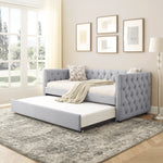 Daybed with Trundle Upholstered Tufted Sofa Bed, with Button and Copper Nail on Square Arms,both Twin Size,Grey(85'x42.5'x31.5')(Old SKU W487S00045) W487S00103-djyc