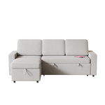85.8" Pull Out Sleeper Sofa L-Shaped Couch Convertible Sofa Bed with Storage Chaise And Storage Racks,With USB Port And T-pyce Port W834S00267-djyc