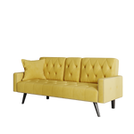 Compact Yellow Velvet Sofa Bed with Nailhead Trim Armrests & Dual Cup Holders - Perfect for Small Spaces, 72-Inch Length W1278P172941-djyc