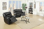 Modern 2pc Living Room Set 1x Loveseat 1x Recliner Cushion Backrest Nailhead Trim Black Finish Primary Living Room Furniture-B011S02389