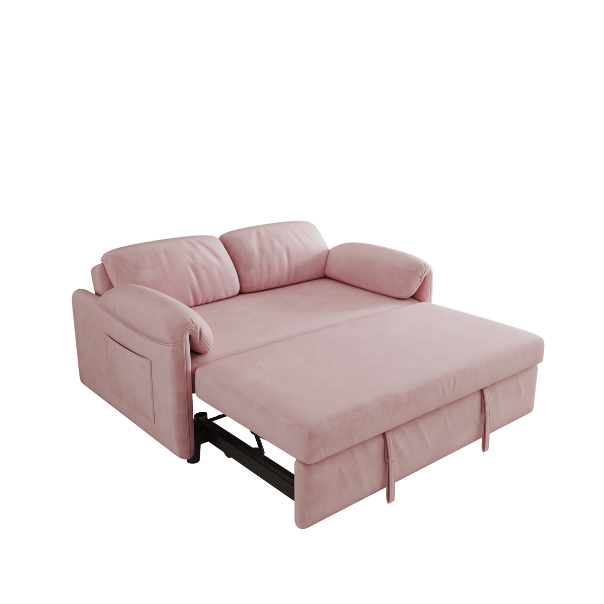 Sofa at the Forefront: 54-inch Velvet Pink Sofa Bed for Multi-purpose Living Spaces, Featuring a Retractable Bed W1278127956-djyc