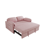 Sofa at the Forefront: 54-inch Velvet Pink Sofa Bed for Multi-purpose Living Spaces, Featuring a Retractable Bed W1278127956-djyc