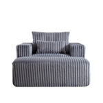 62.5-Inch Corduroy Sponge Sofa Lounge Chair with Removable footrest,No Assembly Required,Fluffy Modern Sleeper Chair for Indoor Living Room Bedroom W834P206049-djyc