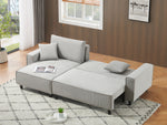 Space-Saving 93-Inch Grey Corduroy Sofa Bed with Two Matching Pillows - Perfect for Living Room or Apartment, Ensuring a Neat and Uncluttered Space W1278S00025-djyc