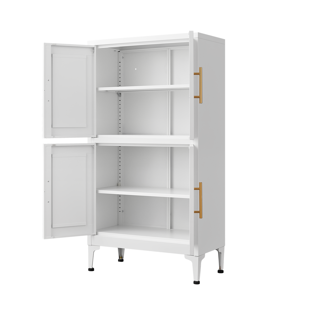 White Metal Kitchen Storage Cabinet, Kitchen Pantry Storage Cabinet with Doors and Shelves, Storage Cabinet with Adjustable Leveling Foot for Kitchen, Living Room and Dining Room W W328P194192-djyc