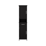 Double Door Narrow Height Slim Floor Standing Cabinet with 2 Adjustable Shelves-Black W282P171953-djyc