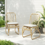 Outdoor PE Wicker Dining Chairs with Washable Cushion Set of 2, Outdoor Rattan chairs for Backyard, Poolside, Garden,Patio,Natural N762P236169N-djyc