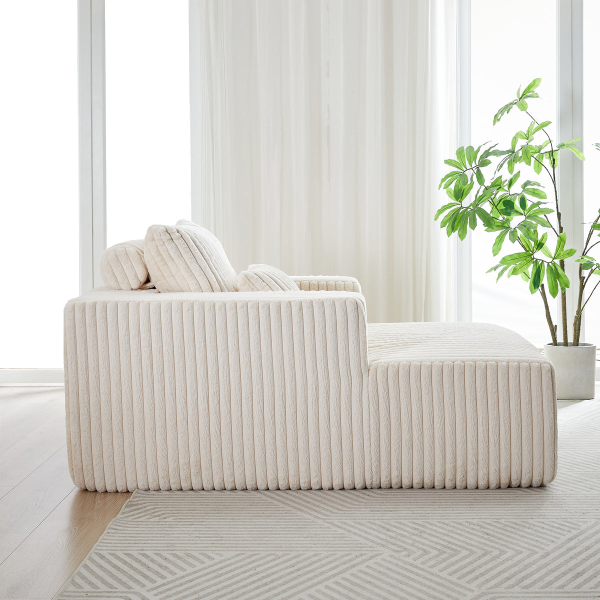 62.5-Inch Corduroy Sponge Sofa Lounge Chair,No Assembly Required,Fluffy Modern Sleeper Chair for Indoor Living Room Bedroom W834P206038-djyc