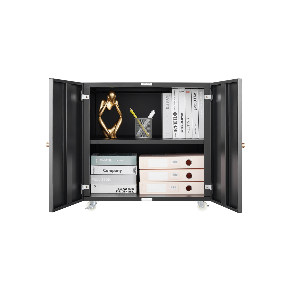 Office furniture Copier Cabinet black 2 door steel copier stand mobile pedestal file Printer Stand W1247131617-djyc