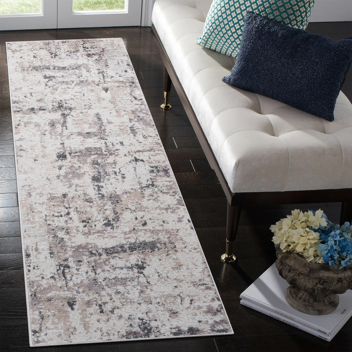 PAYAS Collection 2X8 Cream / Brown / Abstract Runner Rug-B189P183546