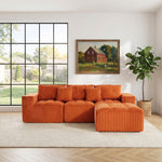 101' L-Shaped Modular Compression Sofa, 3-Seater Comfortable Cloud Sofa, Corduroy Fabric, with Movable Footrest, Free DIY Combination, Suitable for Living Room, Bedroom, Apartment (Orange)-W1170S00054