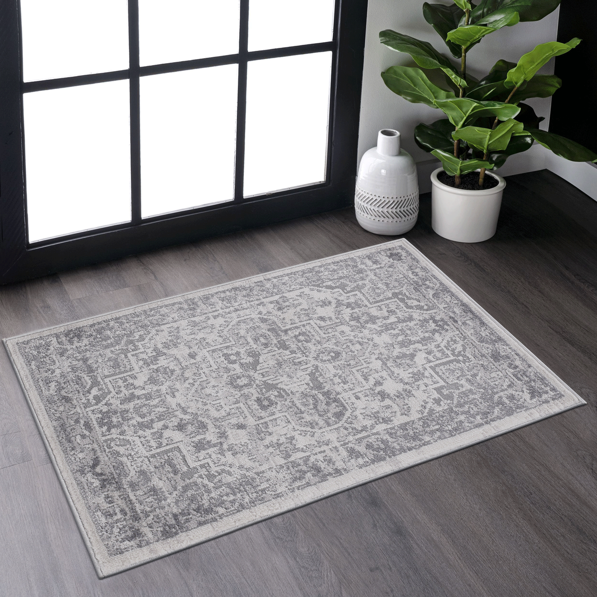 MARFI Collection 2X3 Silver / Oriental Doormat Rug-B189P183422