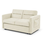 Loveseats Sofa Bed with Pull-out Bed,Adjsutable Back and Two Arm Pocket,Beige (54.5"x33"x31.5") W48766863-djyc