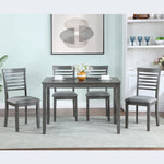 5 Piece Modern Dining Set, Rectangular Wooden Dining Table with 4 Upholstered Chairs for Kitchen, Dining Room, Gray W1998S00013-djyc