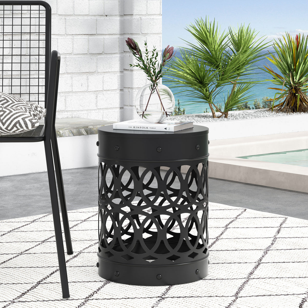 Modern Cylindrical Side Table: A Perfect Blend of Style and Function 73607.00BLK-djyc