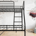 Heavy Duty Twin-Over-Full Metal Bunk Bed, Easy Assembly with Enhanced Upper-Level Guardrail, Black W84056876-djyc