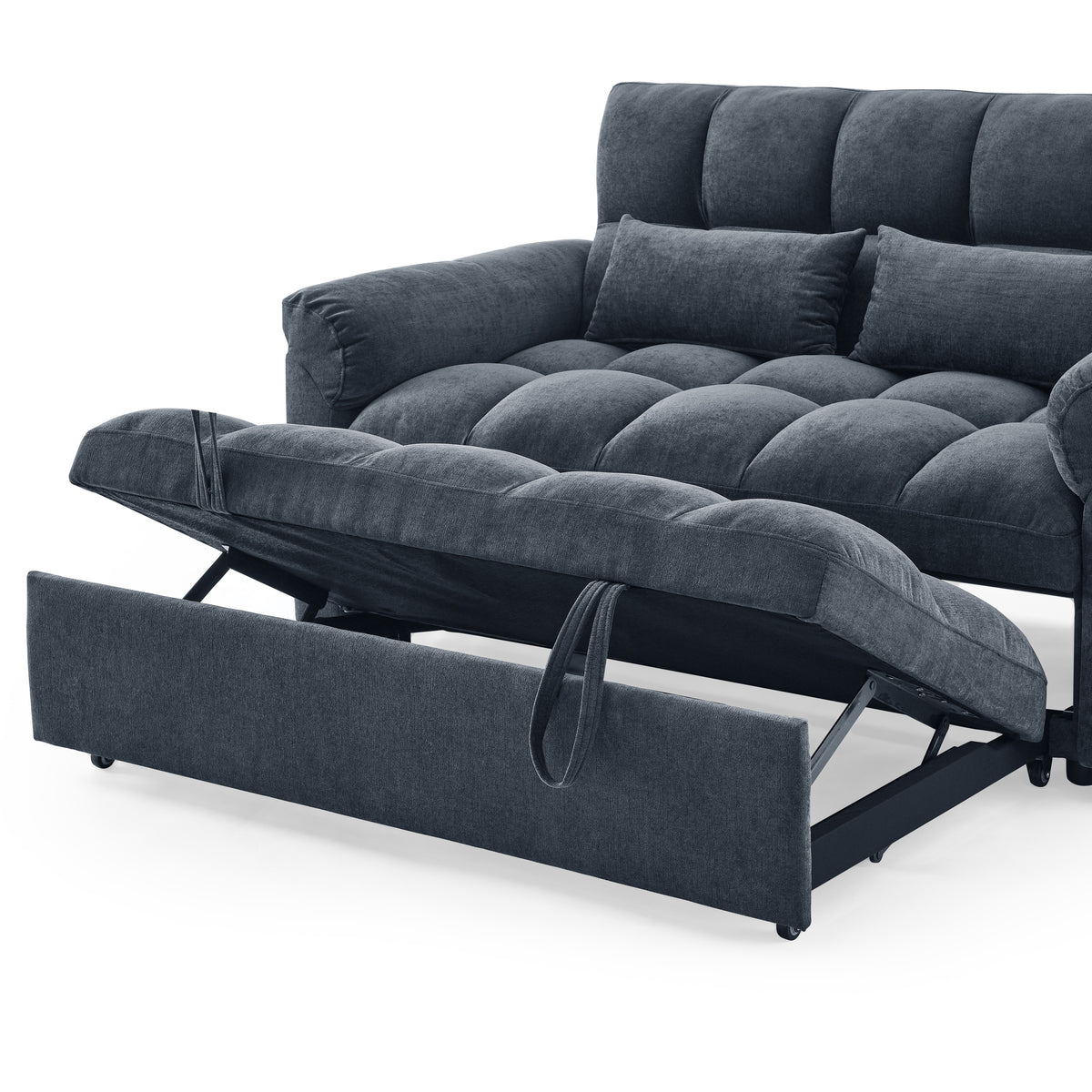 Loveseats Sofa Bed with Pull-out Bed,Adjsutable Back,Blue+ Grey W487109971-djyc
