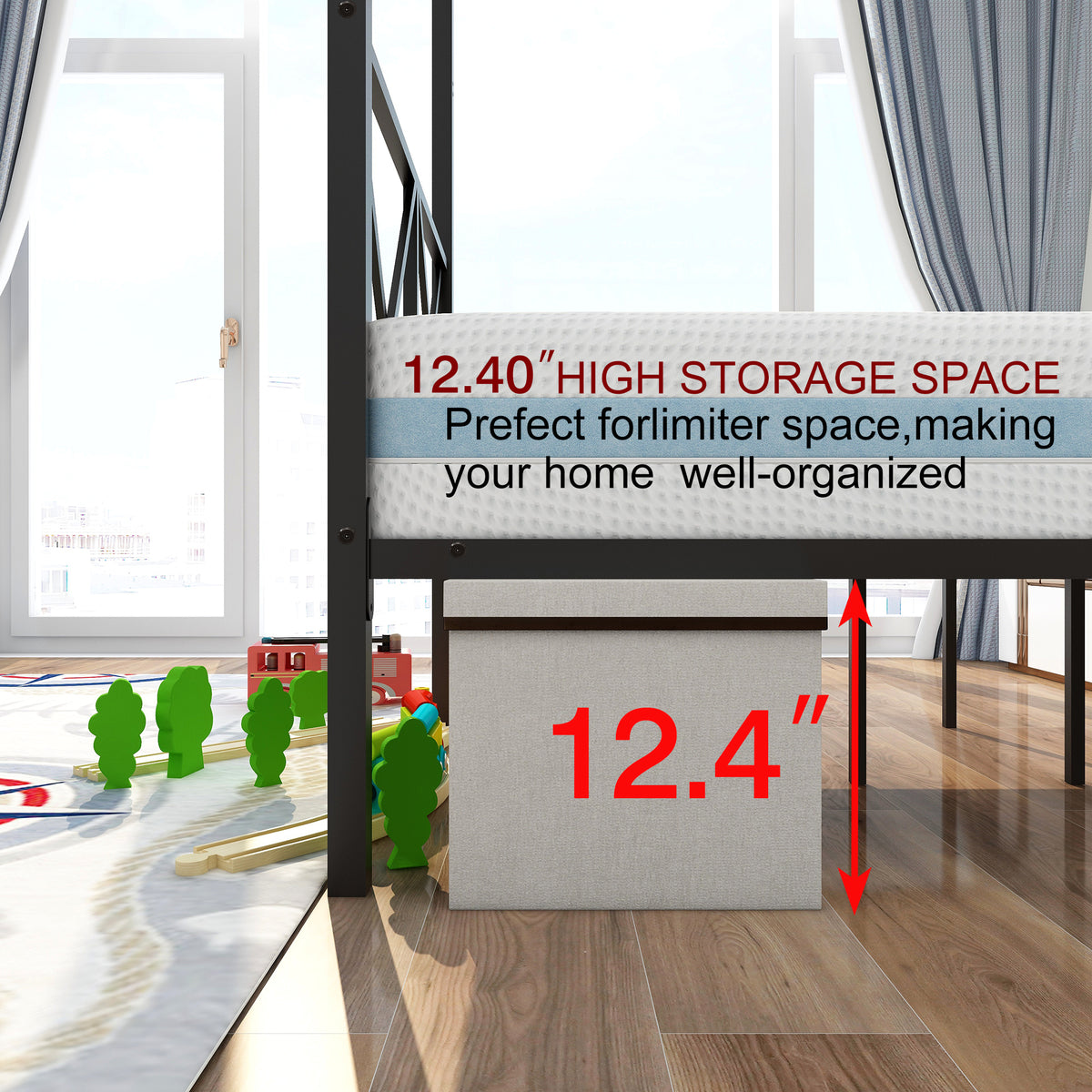 Metal Canopy Bed Frame, Platform Bed Frame Queen with X Shaped Frame Queen Black W84034643-djyc