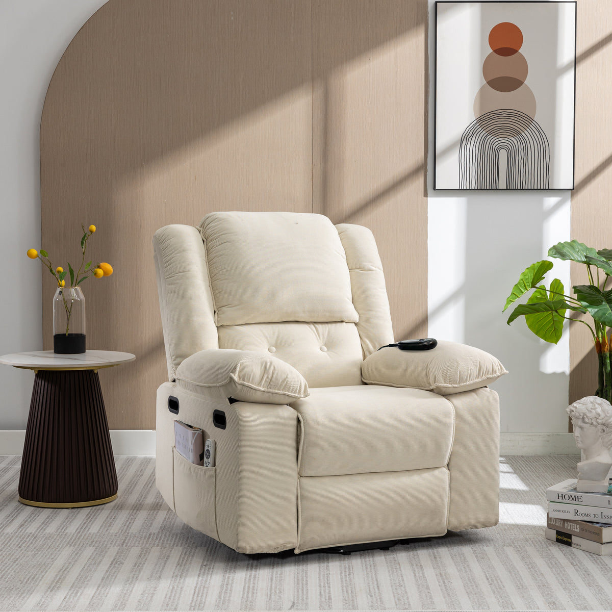 Massage Recliner,Power Lift Chair for Elderly with Adjustable Massage and Heating Function,Recliner Chair with Infinite Position and Side Pocket for Living Room ,Beige N719P243150A-djyc