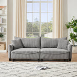 Sofa with Grey Corduroy Fabric, Convertible to Sofa Bed with Two Throw Pillows: Perfect for Living Rooms & Versatile Spaces W1278S00041-djyc