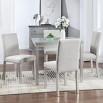 5 Piece Wooden Dining Table Set, Kitchen Table Set with a Square Table and 4 Upholstered Chairs, Wooden Dining Room Table with Crystal Decoration and Chairs Set for Kitchen, Dining Room, Silver grey W1998S00042-djyc