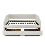 Full Size Daybed with Two Drawers Trundle Upholstered Tufted Sofa Bed, Linen Fabric, Beige (82.5"x58"x34") W487S00177-djyc