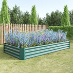 Raised Garden Bed Kit - Metal Raised Bed Garden 7.6x3.7x0.98ft for Flower Planters, Vegetables Herb Green W84090997-djyc