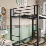 Metal Bunk Bed Twin Over Twin, Heavy Duty Twin Bunk Beds with shelf and Slatted Support No Box Spring Needed Black W840107070-djyc