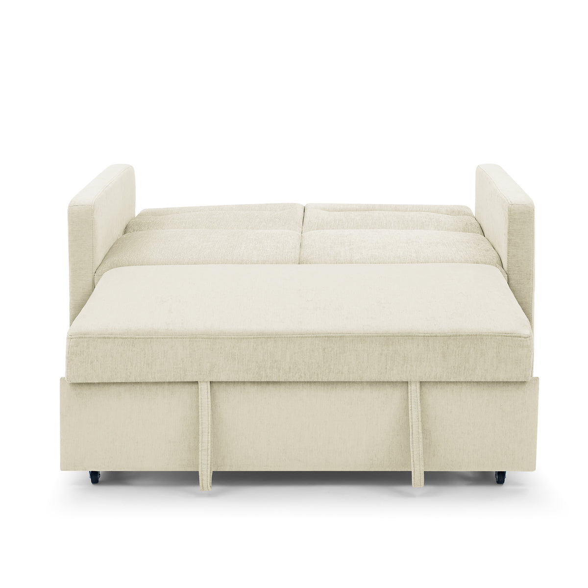 Loveseats Sofa Bed with Pull-out Bed,Adjsutable Back and Two Arm Pocket,Beige (54.5"x33"x31.5") W48766863-djyc