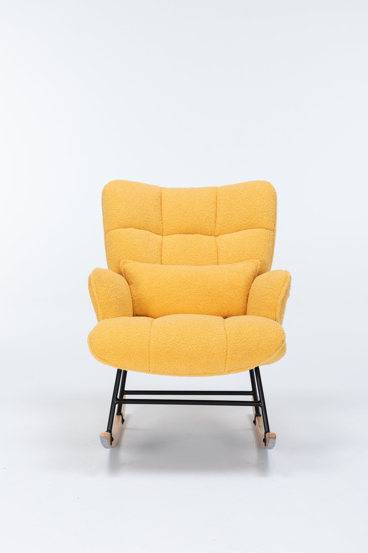 Teddy Upholstered Rocking Chair – High Backrest Glider Recliner, Modern Accent Chair for Nursery, Living Room, or Bedroom B205P205671-djyc