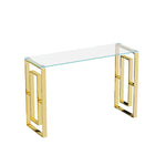 Console Table Stainless Steel Glass,Meal side table Golden Clearbs-02 W1727P195276-djyc