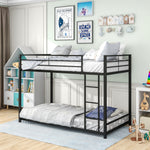 Metal Bunk Bed Twin Over Twin, Bunk Bed Frame with Safety Guard Rails, Heavy Duty Space-Saving Design, Easy Assembly Black W84063609-djyc