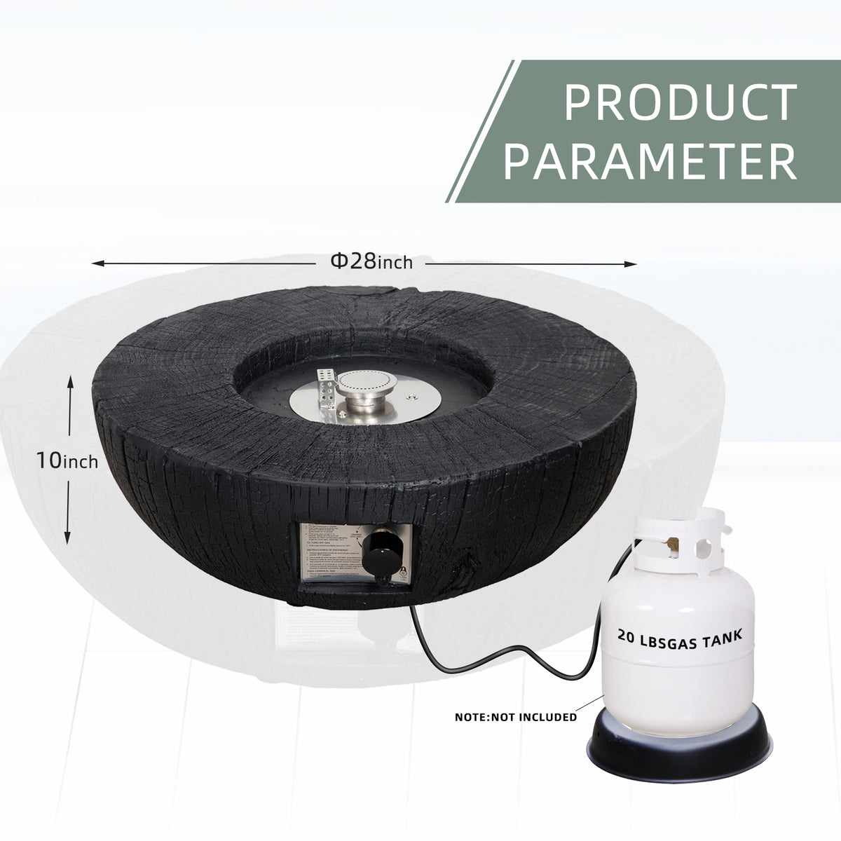 30,000 BTU Faux Woodgrain Round Propane Gas Fire pit With Weather cover, Lava Rocks For Outdoor W2029120078-djyc