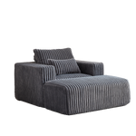 62.5-Inch Corduroy Sponge Sofa Lounge Chair with Removable footrest,No Assembly Required,Fluffy Modern Sleeper Chair for Indoor Living Room Bedroom W834P206049-djyc