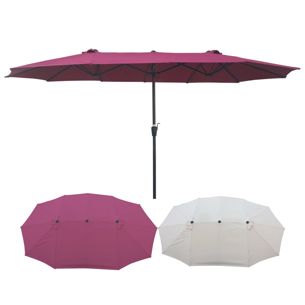 15Ftx9FtDouble-Sided Patio Umbrella Outdoor Market Table Garden Extra Large Waterproof Twin Umbrellas with Crank and Wind Vents for Garden Deck Backyard Pool Shade Outside Deck Swimming Pool W65627935-djyc